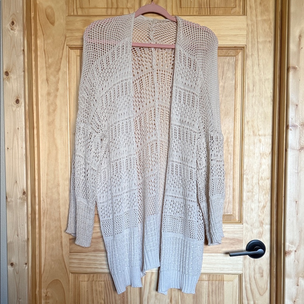 Women's Cream Open-Knit Sweater Three Bird Nest